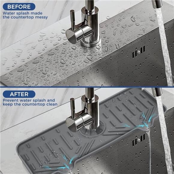 Silicone Faucet Handle Drip Catcher Tray Mat, Silicone Faucet Mat Dish Soap - Picture 6 of 7